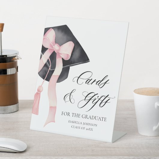 ピンクボウグラードパーティー大学院カードとギフト 台座サイン (インサイチュ)