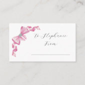 ピンクボウグラームブライダルシャワーディスプレイシャワー エンクロージャーカード (裏面)