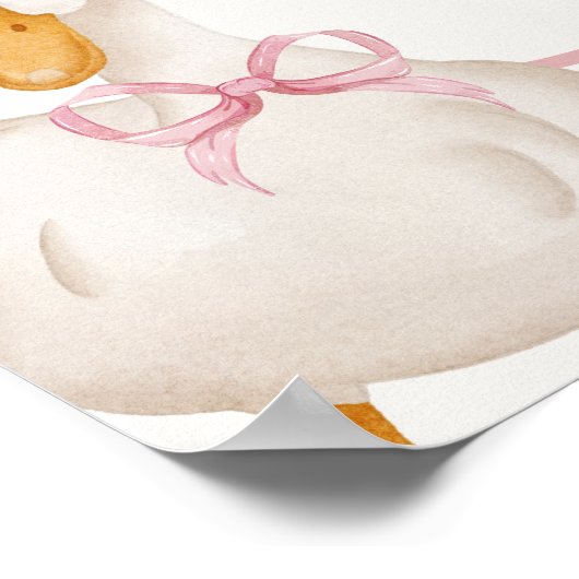 ピンクボウグースコケ間抜けット誕生日ウェルカム ポスター (角)