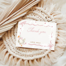 ピンクボウグースコケ間抜けット誕生日 サンキューカード