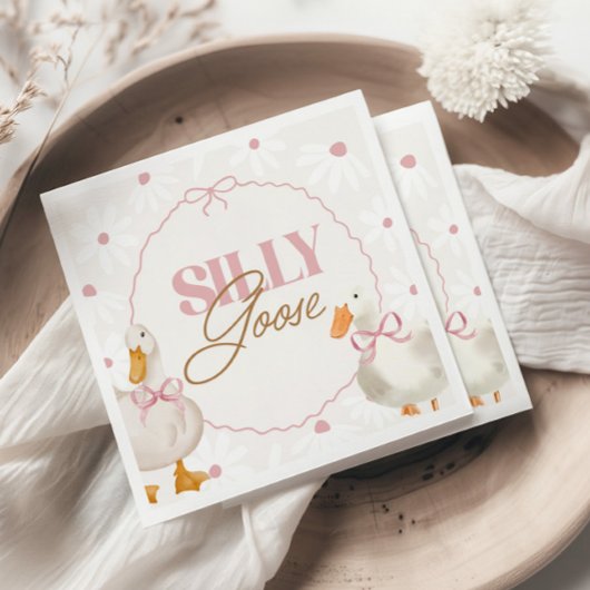 ピンクボウグースコケ間抜けット誕生日 スタンダードカクテルナプキン