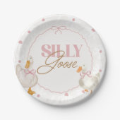 ピンクボウグースコケ間抜けット誕生日 ペーパープレート (正面)