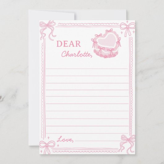 ピンクボウケーキタイムカプセルノートメッセージカード サンキューカード (正面)