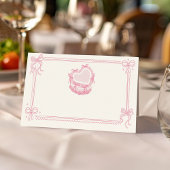 ピンクボウケーキ誕生日パーティーフードテント座席表 プレイスカード