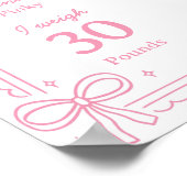 ピンクボウケーキ1stバースデーマイルストーンサイン ポスター (角)