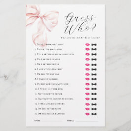 ピンクボウゲットウィーゲーブライダルシャワーゲーム 便箋