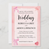 ピンクボウコケッエレガントトモダンエレガント結婚式 招待状 (正面)