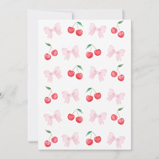 ピンクボウコケットさくらんぼベビーシャワー 招待状 (裏面)