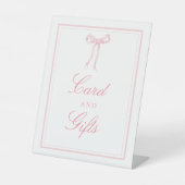 ピンクボウコケットのリボンカードとギフトサイン 台座サイン (正面)