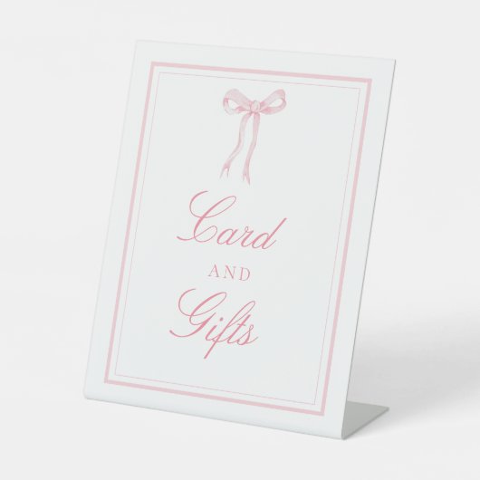 ピンクボウコケットのリボンカードとギフトサイン 台座サイン (正面)