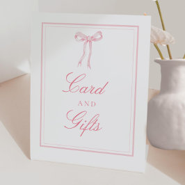 ピンクボウコケットのリボンカードとギフトサイン 台座サイン