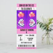 ピンクボウコケットアイススケートチケット誕生日 招待状 (スタンド正面)