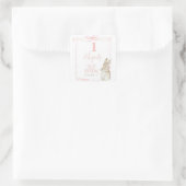 ピンクボウコケットウサギのピーター1歳の誕生日 スクエアシール (バッグ)