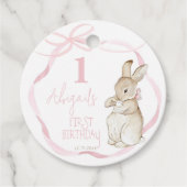 ピンクボウコケットウサギのピーター1歳の誕生日 フェイバータグ (正面)