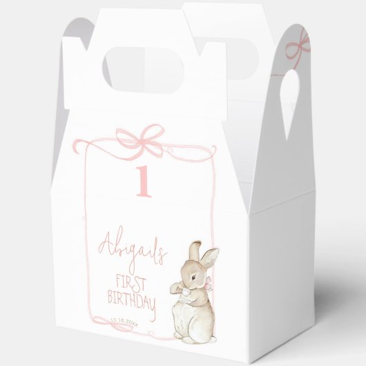 ピンクボウコケットウサギのピーター1歳の誕生日 フェイバーボックス (見開き)