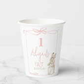 ピンクボウコケットウサギのピーター1歳の誕生日 紙コップ (正面)
