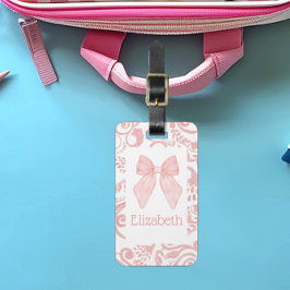 ピンクボウコケットエステティックキッズスクールバッグラベル ラゲッジタグ