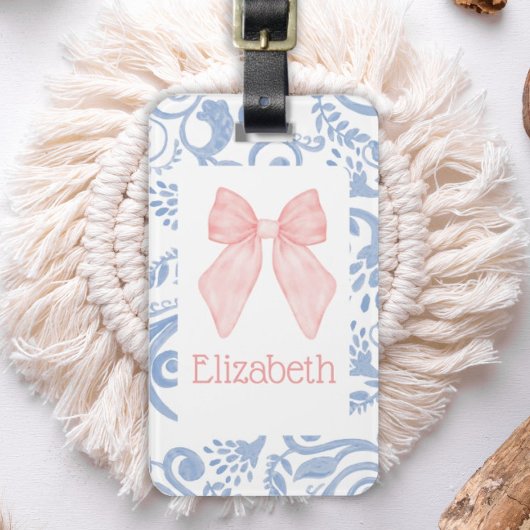 ピンクボウコケットエステティックキッズスクールバッグラベル ラゲッジタグ