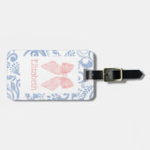 ピンクボウコケットエステティックキッズスクールバッグラベル ラゲッジタグ (正面横)