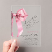 ピンクボウコケットエレガントブライダルシャワー アクリル招待状 (インサイチュ (ポータブル))