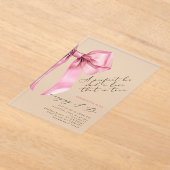 ピンクボウコケットエレガントブライダルシャワー アクリル招待状 (レイダウン)