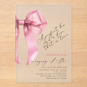 ピンクボウコケットエレガントブライダルシャワー アクリル招待状 (正面)