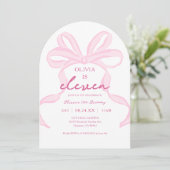 ピンクボウコケットガールズ11thバースデーパーティーアーチ 招待状 (スタンド正面)