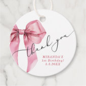 ピンクボウコケットガール誕生日ありがとう フェイバータグ (正面)