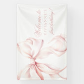 ピンクボウコケットガール1st誕生日 横断幕 (縦)