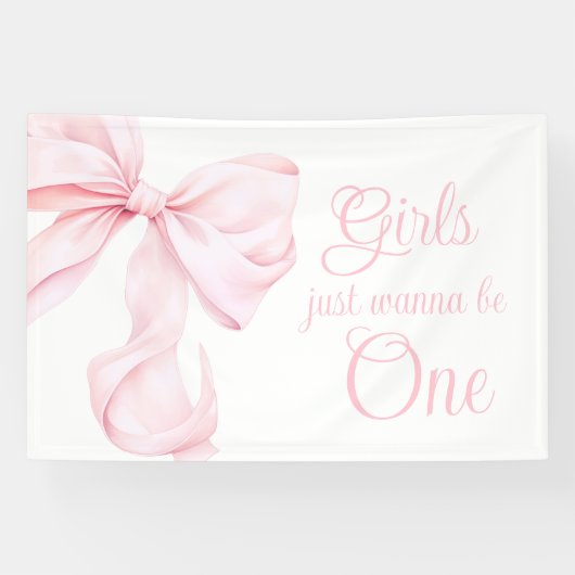 ピンクボウコケットガール1st誕生日 横断幕 (横)