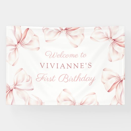 ピンクボウコケットガール1st誕生日 横断幕 (横)