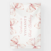 ピンクボウコケットガール1st誕生日 横断幕 (縦)