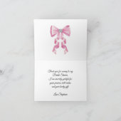 ピンクボウコケットグラムブライダルシャワーサンキューサンキュー サンキューカード (内部)