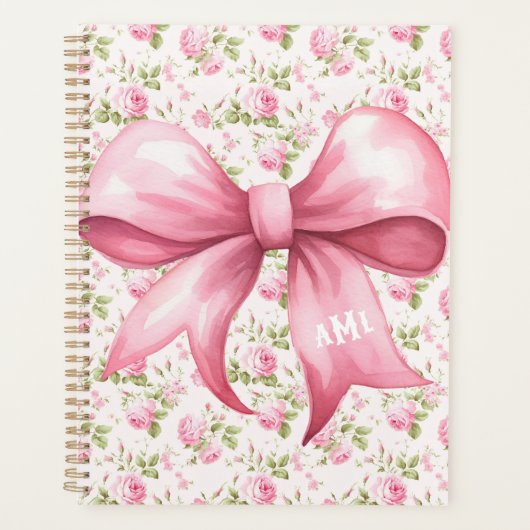 ピンクボウコケットコテージバラモノグラム プランナー手帳 (正面)