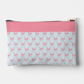 ピンクボウコケットパターンオンブルー名前をカスタムする アクセサリーポーチ (裏面)