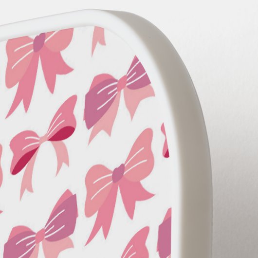 ピンクボウコケットパターンモノグラムイニシャル ピックルボールラケット (左詳細)