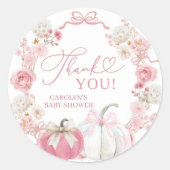 ピンクボウコケットパンプキンステッカーラベル ラウンドシール (正面)