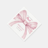 ピンクボウコケットファースト誕生日 スタンダードカクテルナプキン (角)