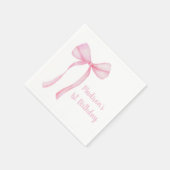 ピンクボウコケットファースト誕生日 スタンダードカクテルナプキン (角)
