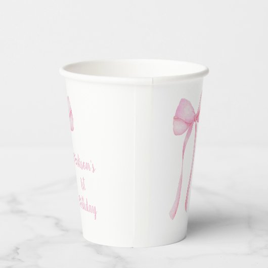 ピンクボウコケットファースト誕生日 紙コップ (右)