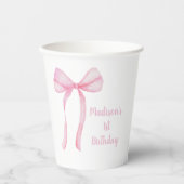 ピンクボウコケットファースト誕生日 紙コップ (正面)