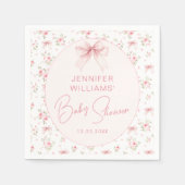 ピンクボウコケットフローラベビーガールシャワー紙 スタンダードカクテルナプキン (正面)
