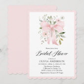 ピンクボウコケットフローラホタテブライダルシャワー 招待状 (正面/裏面)