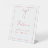 ピンクボウコケットブライダルシャワーウェルカムテーブル 台座サイン (正面)