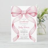 ピンクボウコケットベビーシャワー招待状 招待状 (スタンド正面)