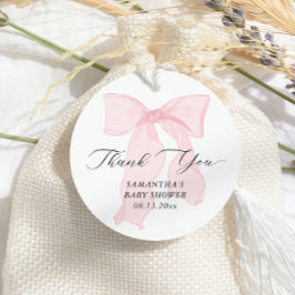 ピンクボウコケットベビーシャワー フェイバータグ