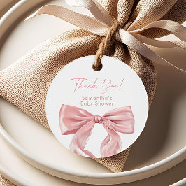 ピンクボウコケットベビーシャワー フェイバータグ