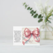 ピンクボウコケットベビー用ベビーシャワーブック エンクロージャーカード (スタンド正面)