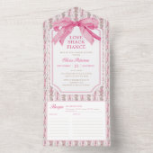 ピンクボウコケットラブシャックフィアンスブライダルシャワー オールインワン招待状 (内側)