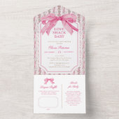 ピンクボウコケットラブシャックベビーシャワー オールインワン招待状 (内側)